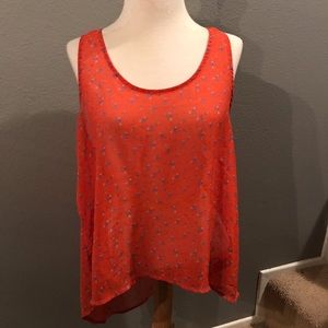 Flower pattern tank top papaya